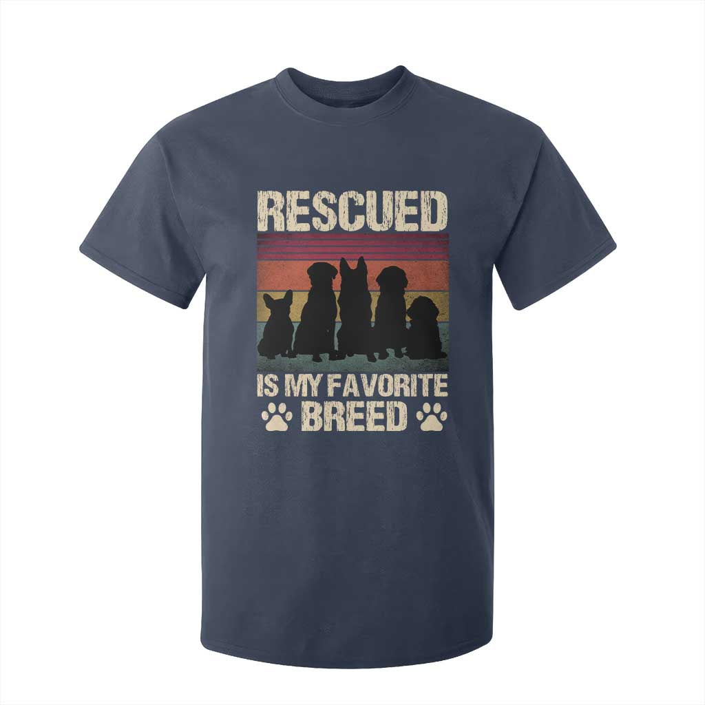 Rescued Is My Favorite Breed T Shirt For Kid Adopt A Shelter Pet Cat Dog Adoption Animal Rescue TS10 Navy Print Your Wear