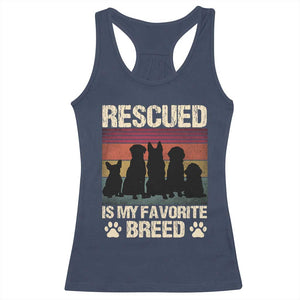 Rescued Is My Favorite Breed Racerback Tank Top Adopt A Shelter Pet Cat Dog Adoption Animal Rescue TS10 Navy Print Your Wear