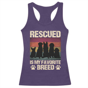 Rescued Is My Favorite Breed Racerback Tank Top Adopt A Shelter Pet Cat Dog Adoption Animal Rescue TS10 Purple Print Your Wear