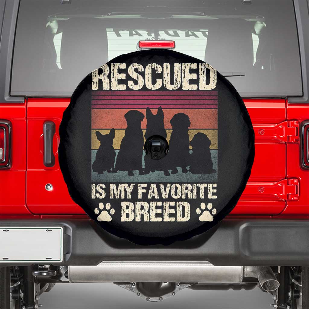 Rescued Is My Favorite Breed Spare Tire Cover Adopt A Shelter Pet Cat Dog Adoption Animal Rescue TS10 Black Print Your Wear