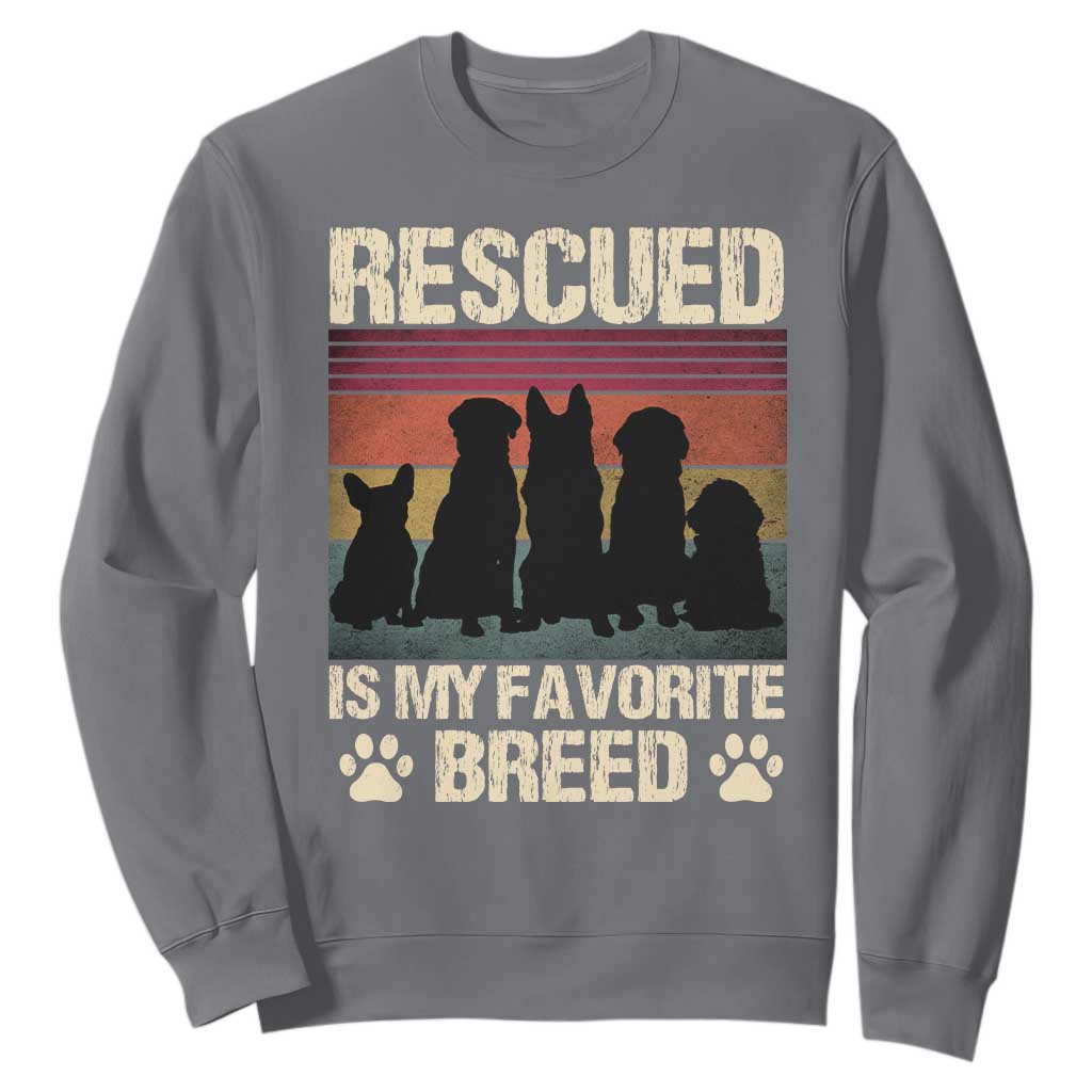 Rescued Is My Favorite Breed Sweatshirt Adopt A Shelter Pet Cat Dog Adoption Animal Rescue TS10 Charcoal Print Your Wear