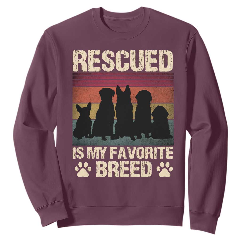 Rescued Is My Favorite Breed Sweatshirt Adopt A Shelter Pet Cat Dog Adoption Animal Rescue TS10 Maroon Print Your Wear