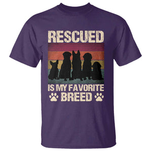 Rescued Is My Favorite Breed T Shirt Adopt A Shelter Pet Cat Dog Adoption Animal Rescue TS10 Purple Print Your Wear