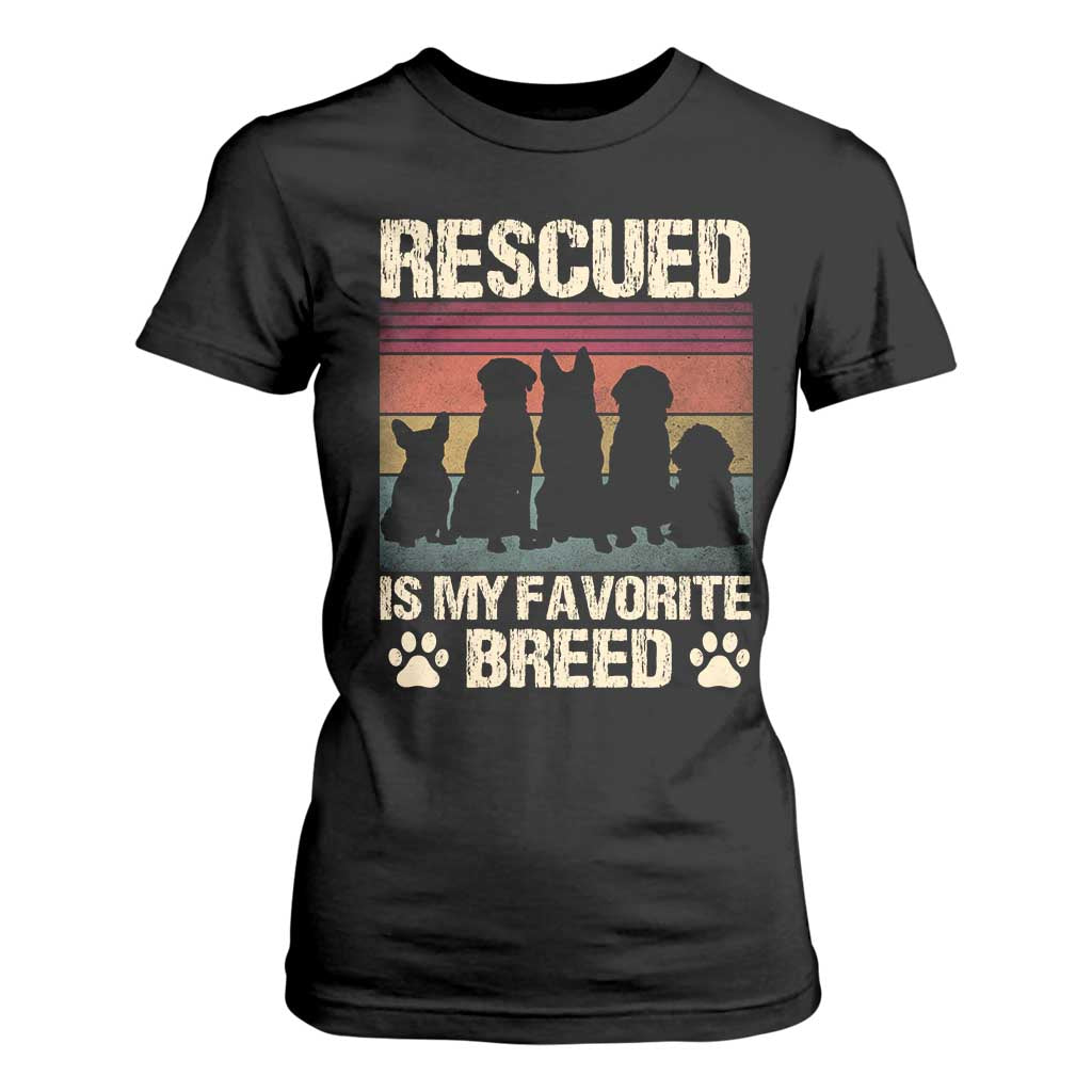 Rescued Is My Favorite Breed T Shirt For Women Adopt A Shelter Pet Cat Dog Adoption Animal Rescue TS10 Black Print Your Wear