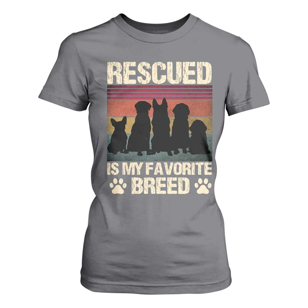 Rescued Is My Favorite Breed T Shirt For Women Adopt A Shelter Pet Cat Dog Adoption Animal Rescue TS10 Charcoal Print Your Wear
