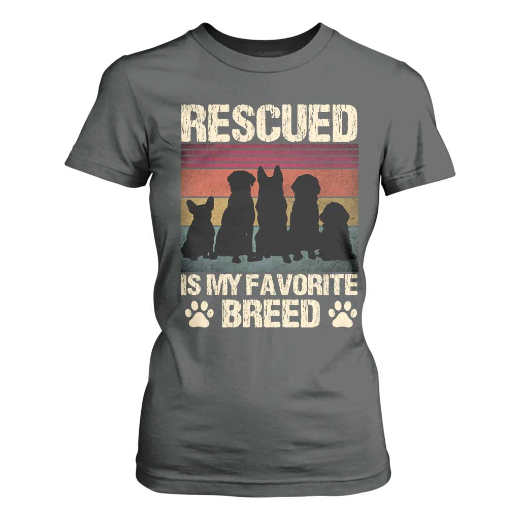 Rescued Is My Favorite Breed T Shirt For Women Adopt A Shelter Pet Cat Dog Adoption Animal Rescue TS10 Dark Heather Print Your Wear