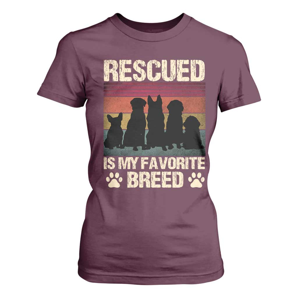 Rescued Is My Favorite Breed T Shirt For Women Adopt A Shelter Pet Cat Dog Adoption Animal Rescue TS10 Maroon Print Your Wear