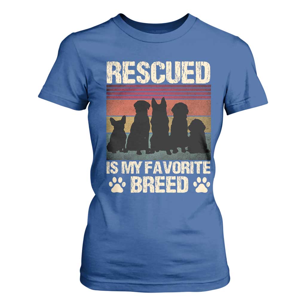 Rescued Is My Favorite Breed T Shirt For Women Adopt A Shelter Pet Cat Dog Adoption Animal Rescue TS10 Royal Blue Print Your Wear