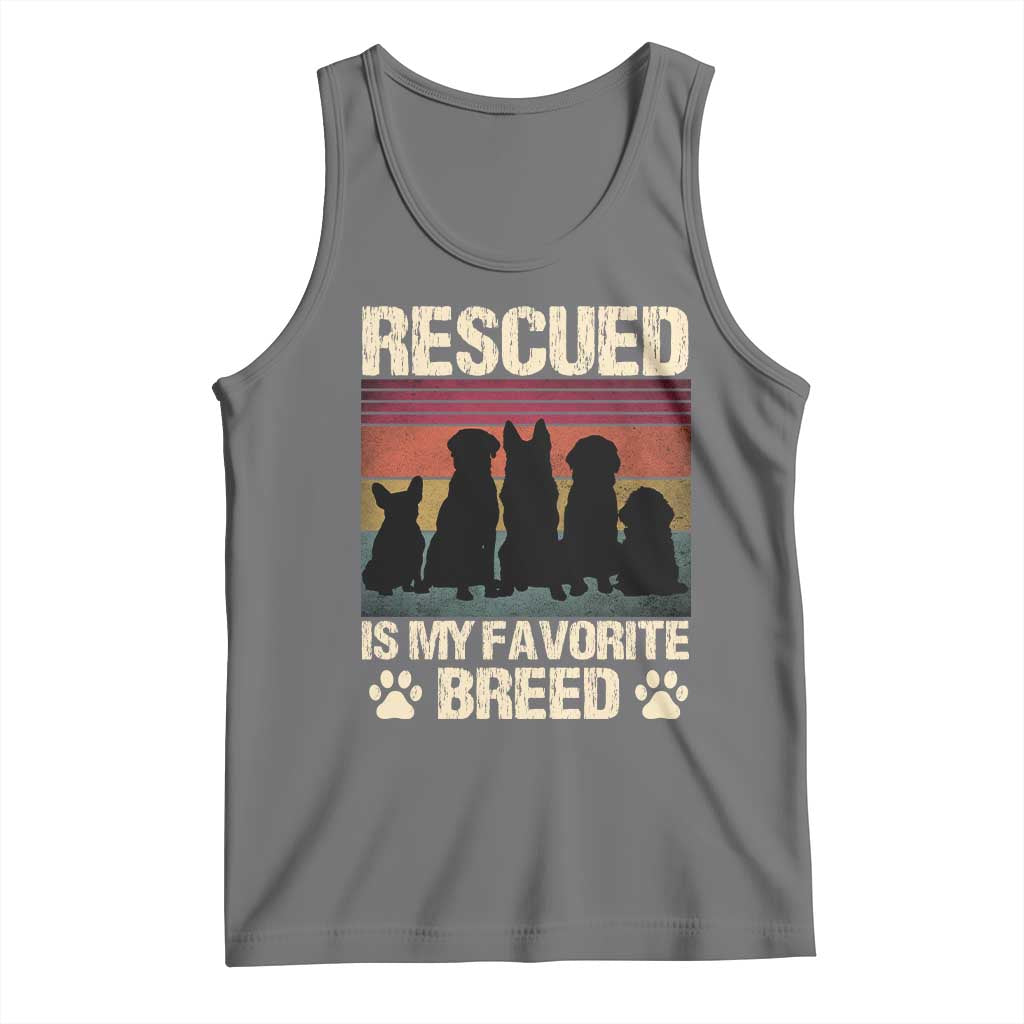 Rescued Is My Favorite Breed Tank Top Adopt A Shelter Pet Cat Dog Adoption Animal Rescue TS10 Black Heather Print Your Wear