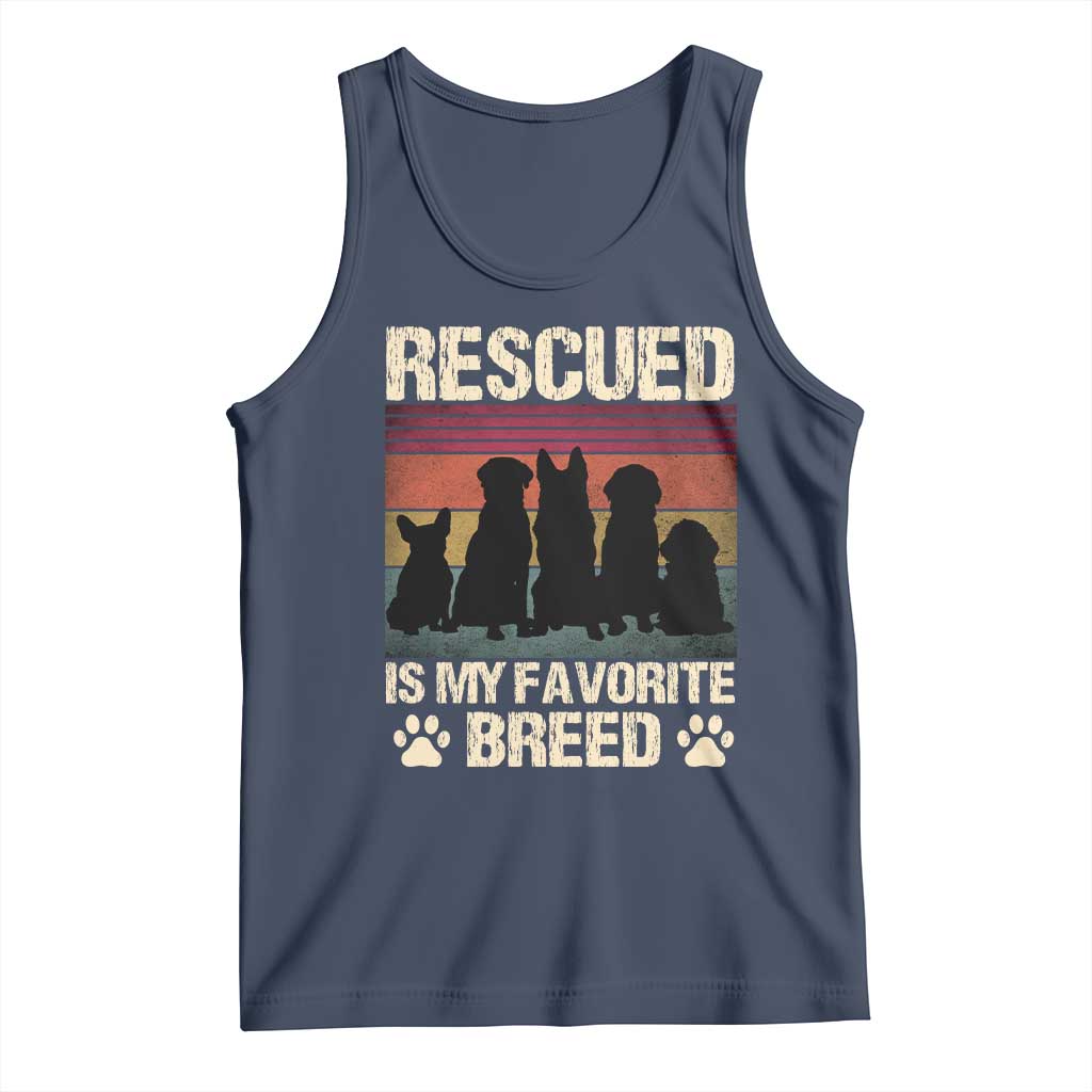 Rescued Is My Favorite Breed Tank Top Adopt A Shelter Pet Cat Dog Adoption Animal Rescue TS10 Navy Print Your Wear