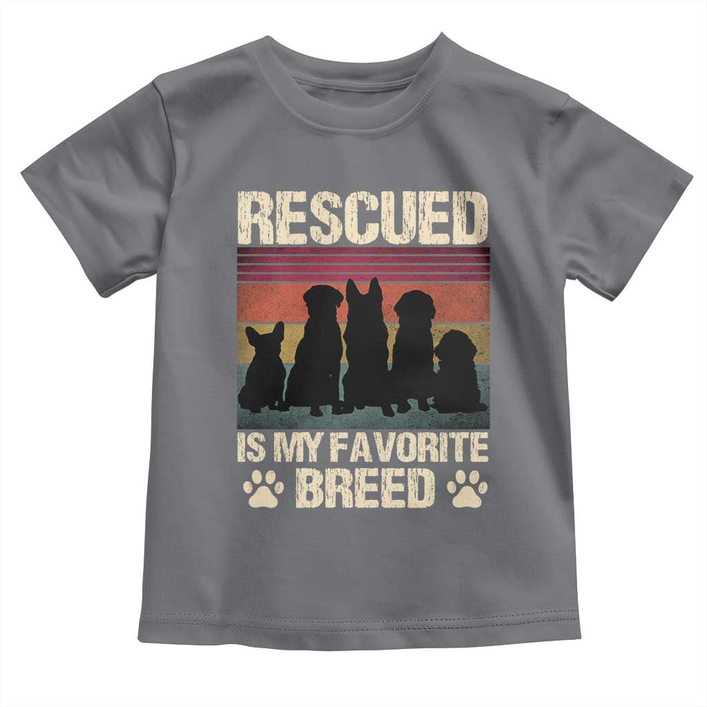Rescued Is My Favorite Breed Toddler T Shirt Adopt A Shelter Pet Cat Dog Adoption Animal Rescue TS10 Charcoal Print Your Wear