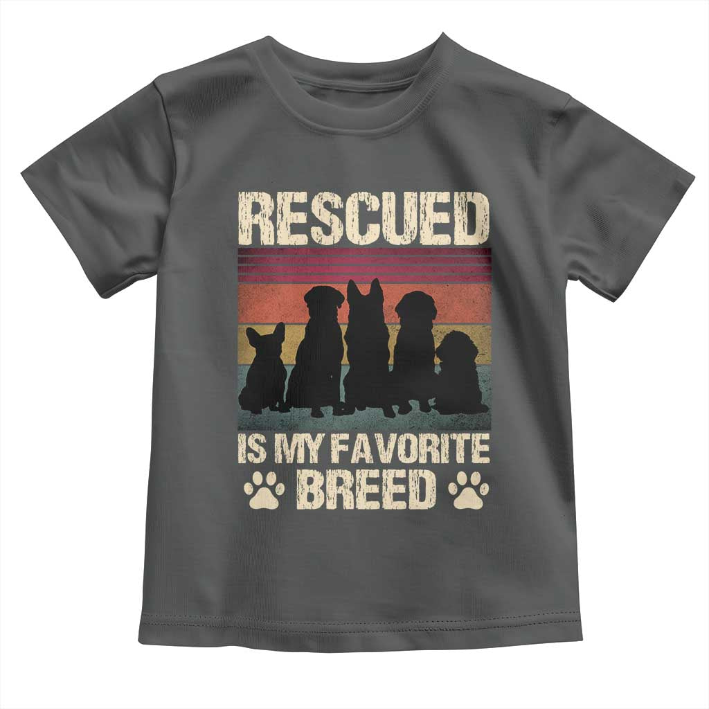 Rescued Is My Favorite Breed Toddler T Shirt Adopt A Shelter Pet Cat Dog Adoption Animal Rescue TS10 Dark Heather Print Your Wear