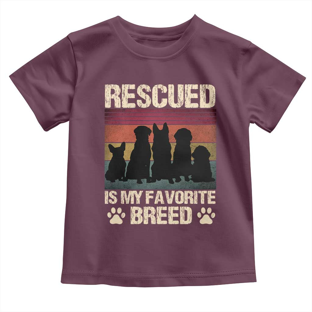 Rescued Is My Favorite Breed Toddler T Shirt Adopt A Shelter Pet Cat Dog Adoption Animal Rescue TS10 Maroon Print Your Wear