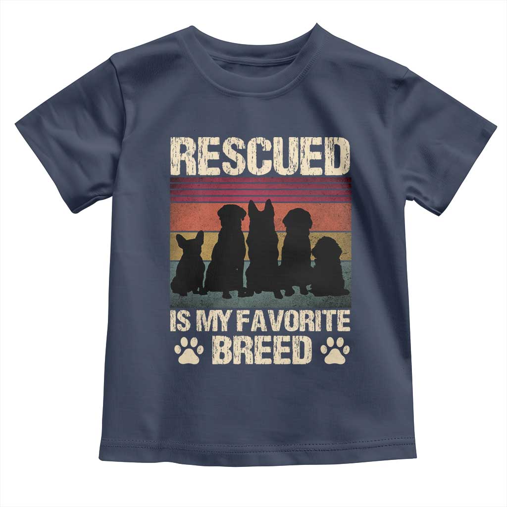 Rescued Is My Favorite Breed Toddler T Shirt Adopt A Shelter Pet Cat Dog Adoption Animal Rescue TS10 Navy Print Your Wear