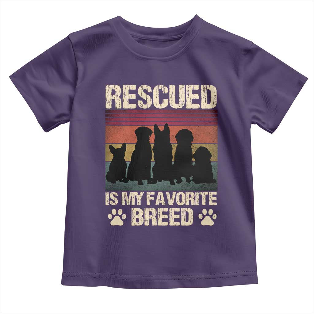 Rescued Is My Favorite Breed Toddler T Shirt Adopt A Shelter Pet Cat Dog Adoption Animal Rescue TS10 Purple Print Your Wear