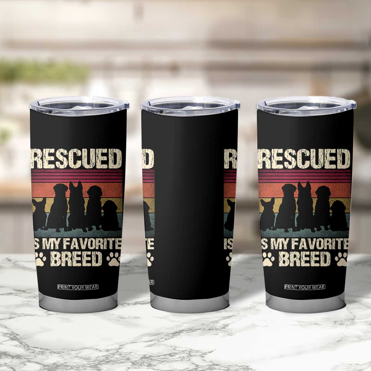 Rescued Is My Favorite Breed Tumbler Cup Adopt A Shelter Pet Cat Dog Adoption Animal Rescue TS10 Print Your Wear