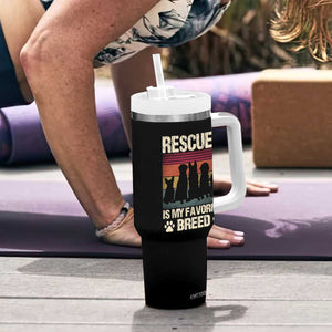Rescued Is My Favorite Breed Tumbler With Handle Adopt A Shelter Pet Cat Dog Adoption Animal Rescue TS10 Print Your Wear