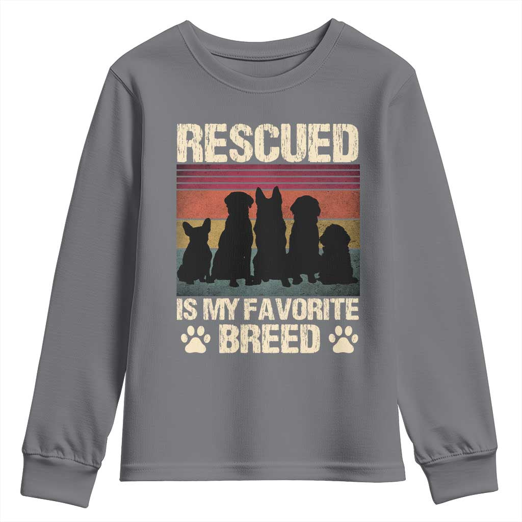 Rescued Is My Favorite Breed Youth Sweatshirt Adopt A Shelter Pet Cat Dog Adoption Animal Rescue TS10 Charcoal Print Your Wear