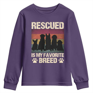 Rescued Is My Favorite Breed Youth Sweatshirt Adopt A Shelter Pet Cat Dog Adoption Animal Rescue TS10 Purple Print Your Wear