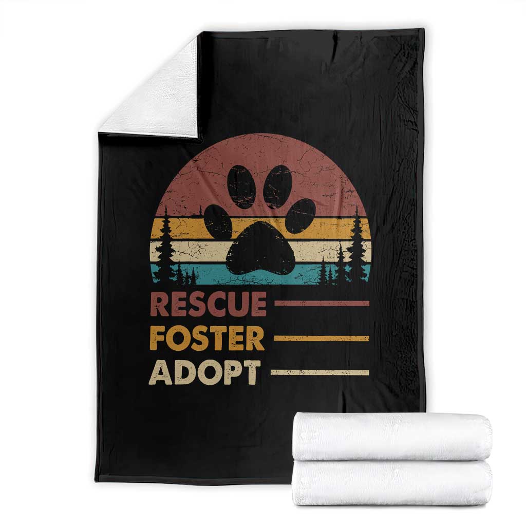 Rescue Dog Throw Blanket Retro Adopt Rescue Foster Animal Shelter Volunteer TS10 Black Print Your Wear