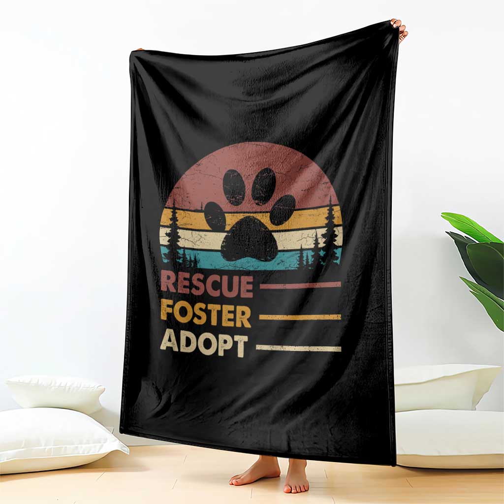 Rescue Dog Throw Blanket Retro Adopt Rescue Foster Animal Shelter Volunteer TS10 Print Your Wear