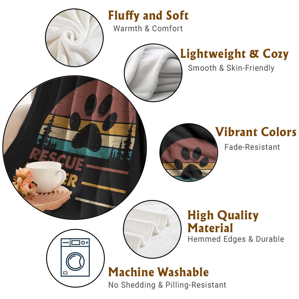 Rescue Dog Throw Blanket Retro Adopt Rescue Foster Animal Shelter Volunteer TS10 Print Your Wear