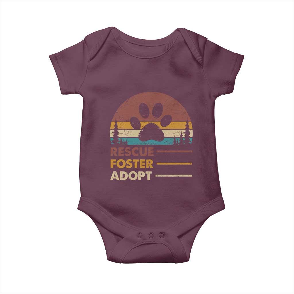 Rescue Dog Baby Onesie Retro Adopt Rescue Foster Animal Shelter Volunteer TS10 Maroon Print Your Wear