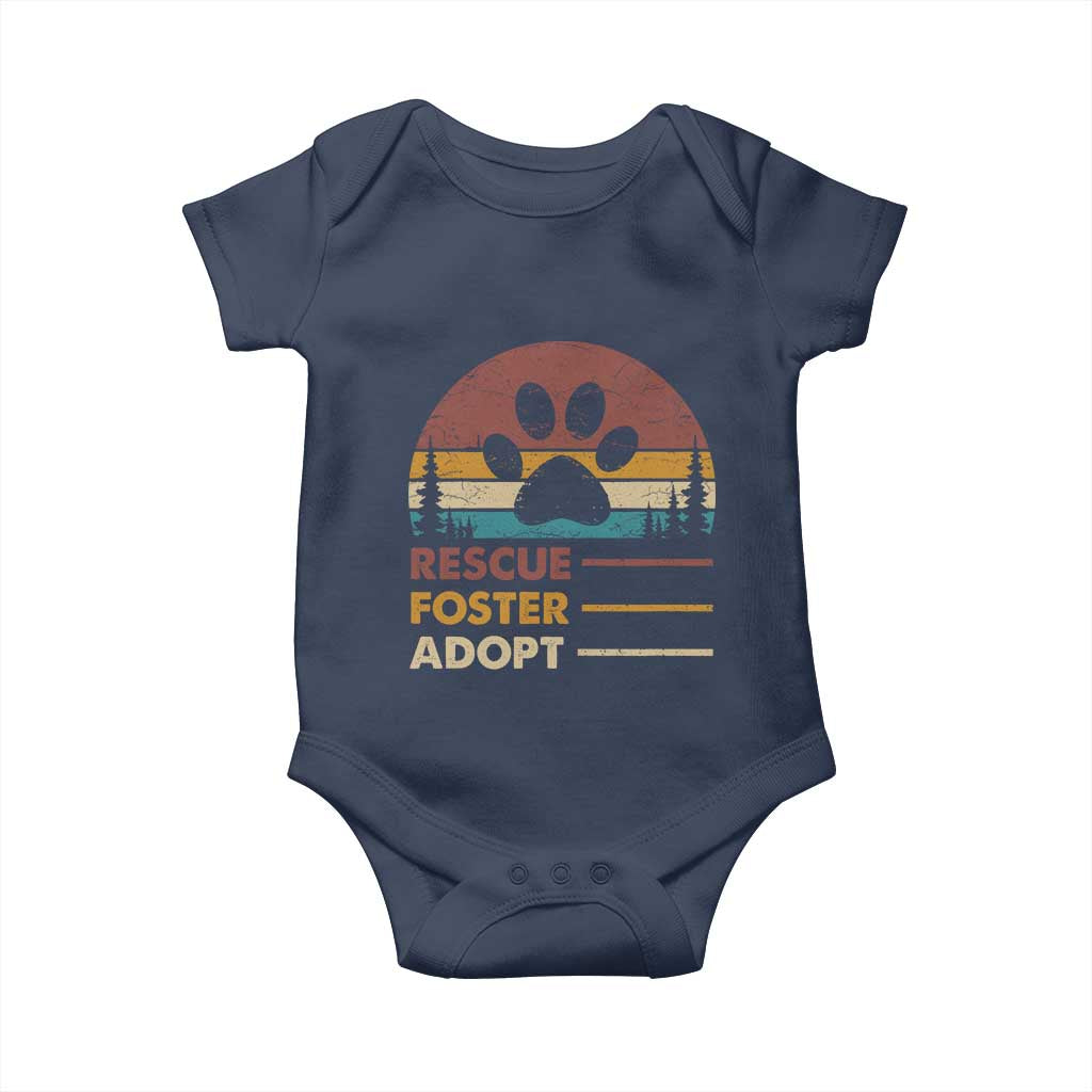 Rescue Dog Baby Onesie Retro Adopt Rescue Foster Animal Shelter Volunteer TS10 Navy Print Your Wear