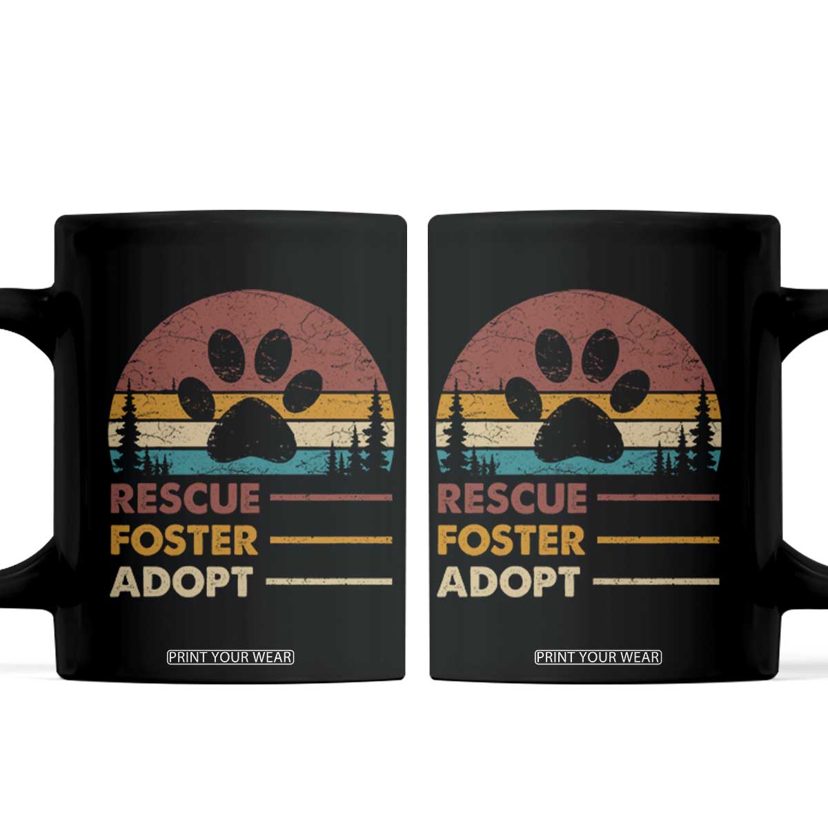 Rescue Dog Coffee Mug Retro Adopt Rescue Foster Animal Shelter Volunteer TS10 Black Print Your Wear