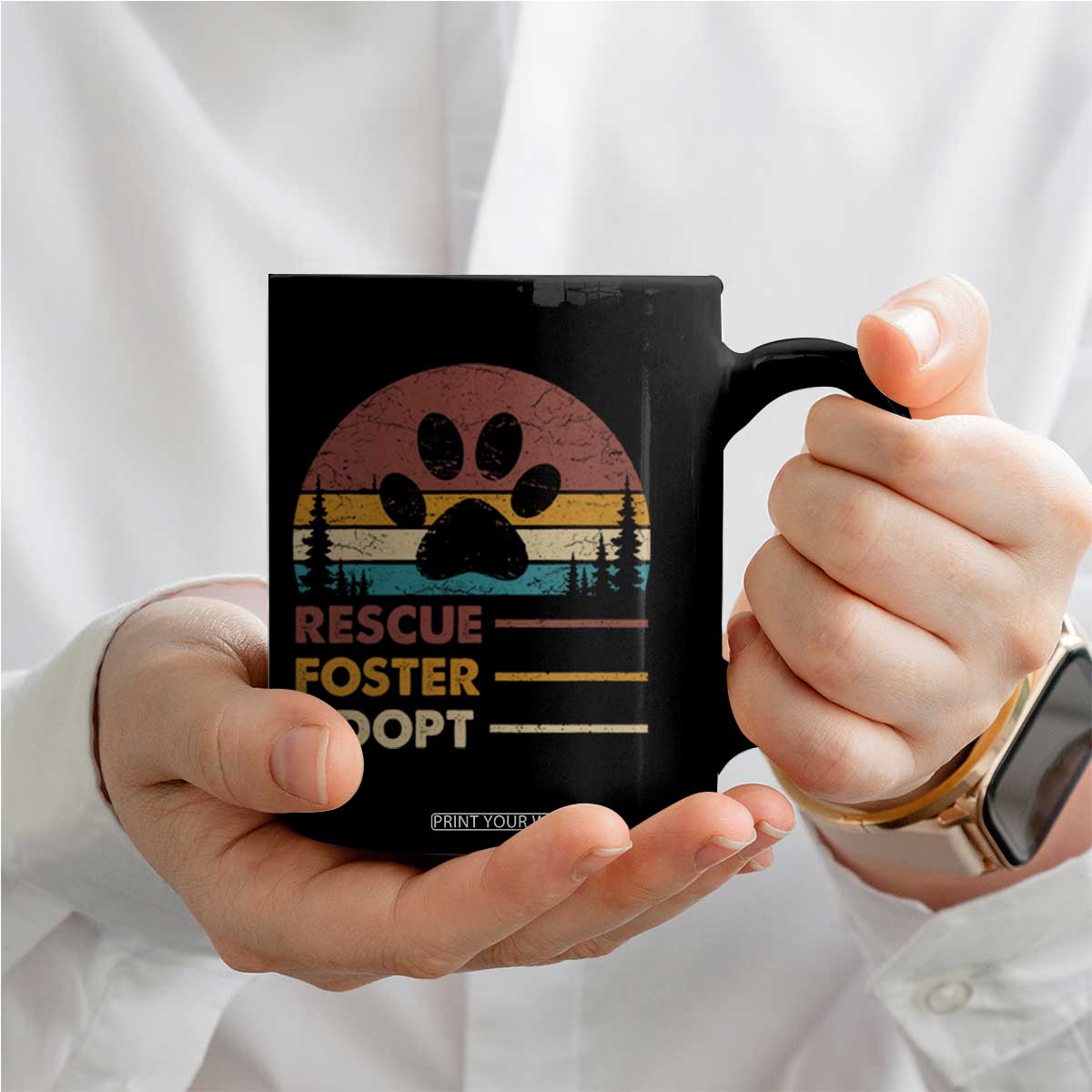Rescue Dog Coffee Mug Retro Adopt Rescue Foster Animal Shelter Volunteer TS10 Print Your Wear