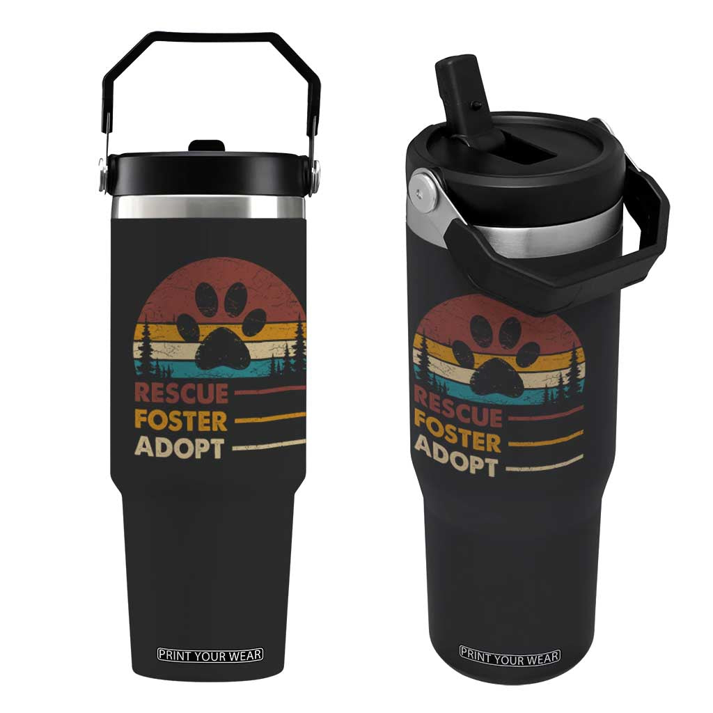 Rescue Dog Flip Straw Tumbler Retro Adopt Rescue Foster Animal Shelter Volunteer TS10 One Size: 30 oz Black Print Your Wear
