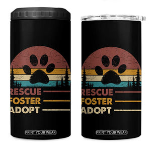 Rescue Dog 4 in 1 Can Cooler Tumbler Retro Adopt Rescue Foster Animal Shelter Volunteer TS10 One Size: 16 oz Black Print Your Wear