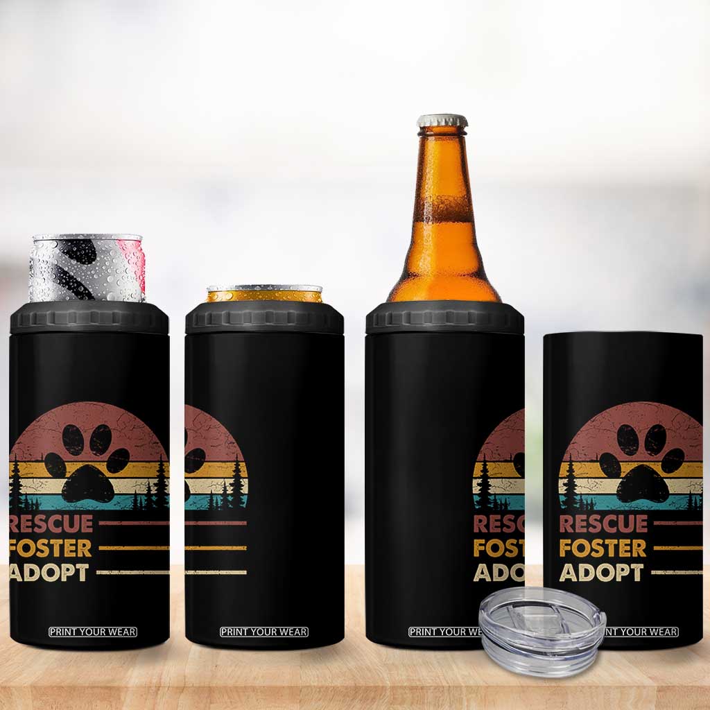 Rescue Dog 4 in 1 Can Cooler Tumbler Retro Adopt Rescue Foster Animal Shelter Volunteer TS10 Print Your Wear