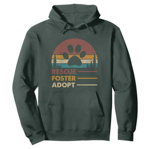 Rescue Dog Hoodie Retro Adopt Rescue Foster Animal Shelter Volunteer TS10 Dark Forest Green Print Your Wear