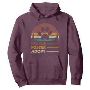 Rescue Dog Hoodie Retro Adopt Rescue Foster Animal Shelter Volunteer TS10 Maroon Print Your Wear