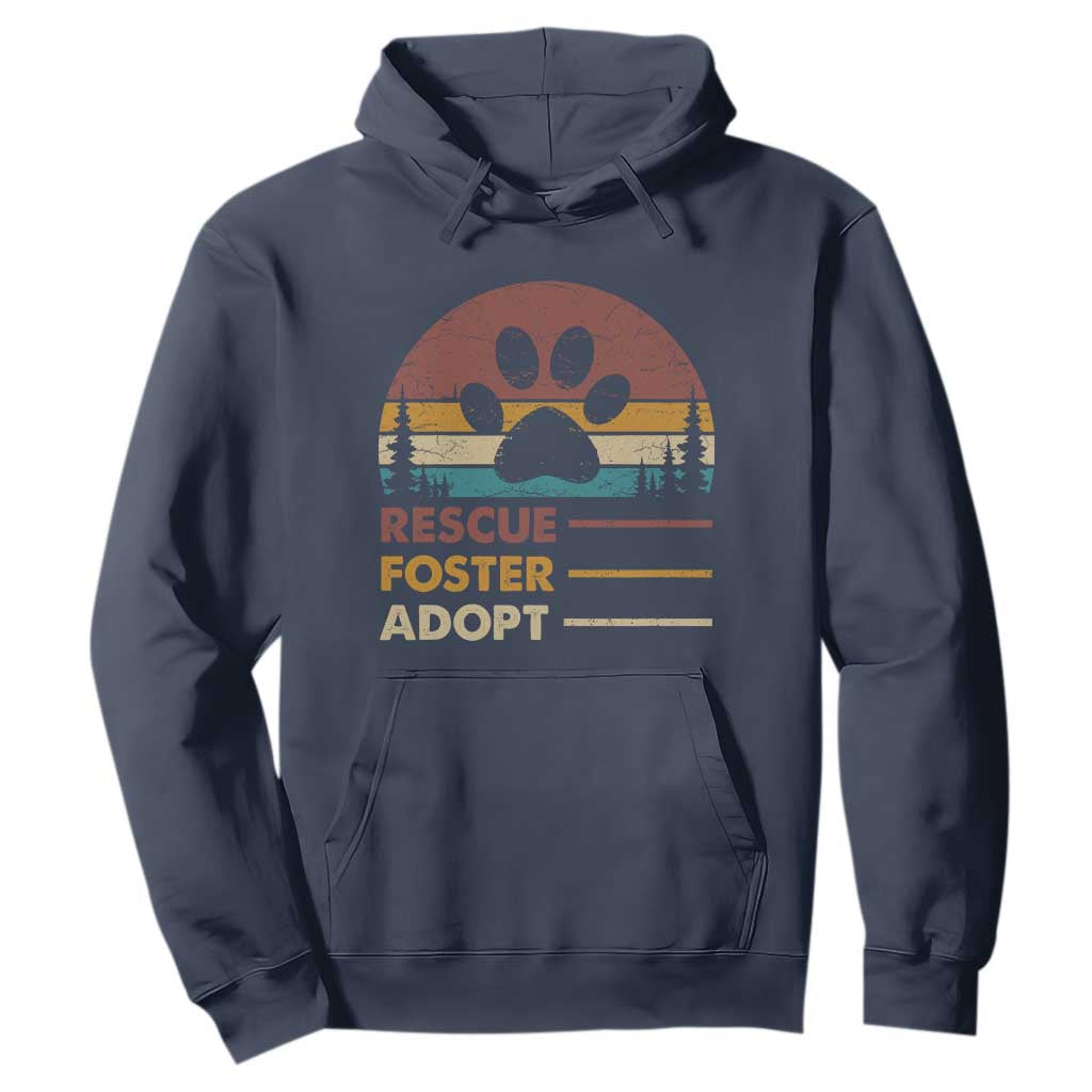 Rescue Dog Hoodie Retro Adopt Rescue Foster Animal Shelter Volunteer TS10 Navy Print Your Wear