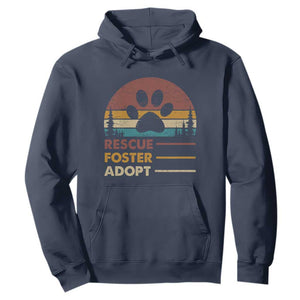 Rescue Dog Hoodie Retro Adopt Rescue Foster Animal Shelter Volunteer TS10 Navy Print Your Wear