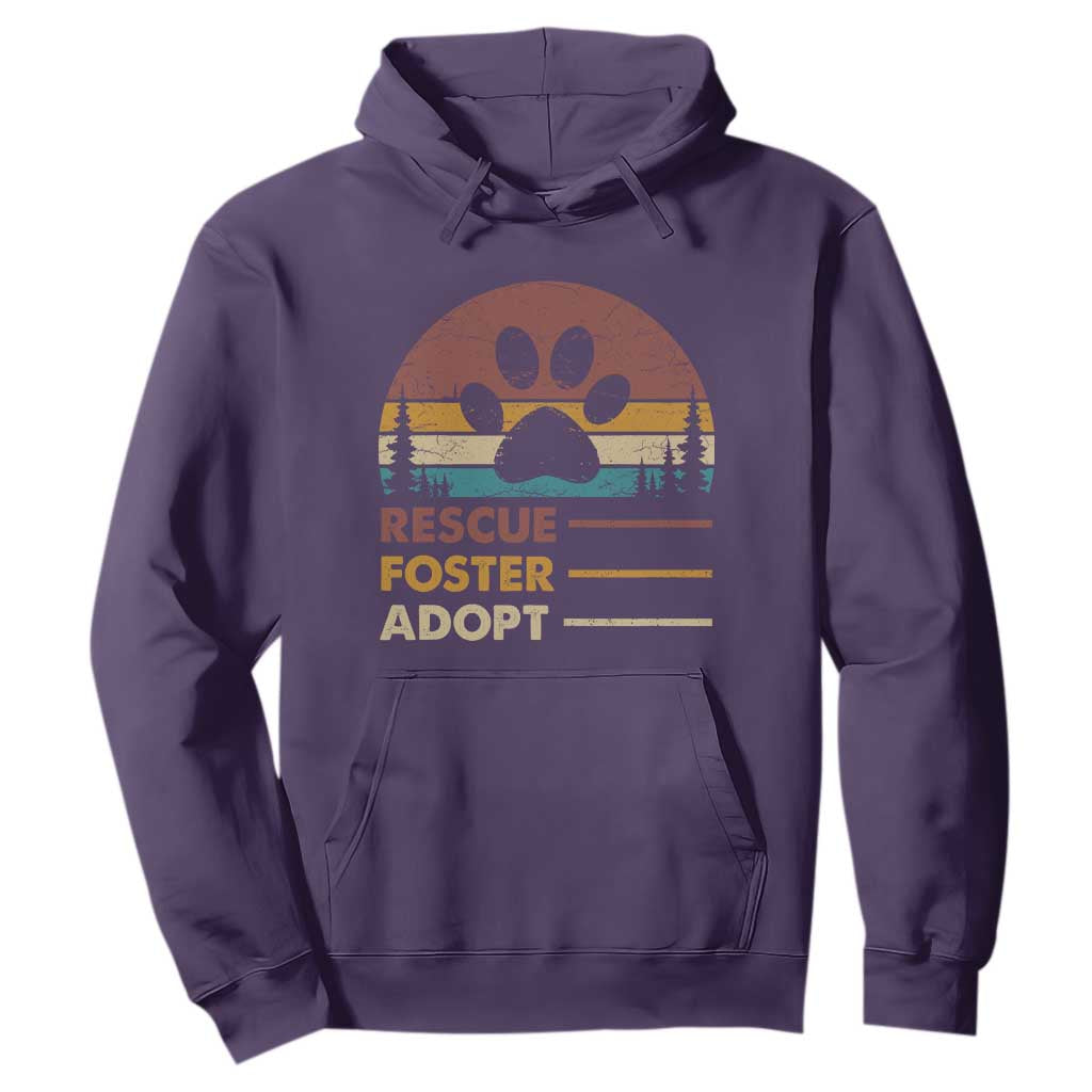 Rescue Dog Hoodie Retro Adopt Rescue Foster Animal Shelter Volunteer TS10 Purple Print Your Wear