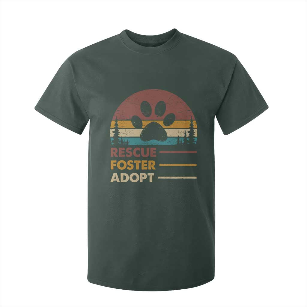 Rescue Dog T Shirt For Kid Retro Adopt Rescue Foster Animal Shelter Volunteer TS10 Dark Forest Green Print Your Wear