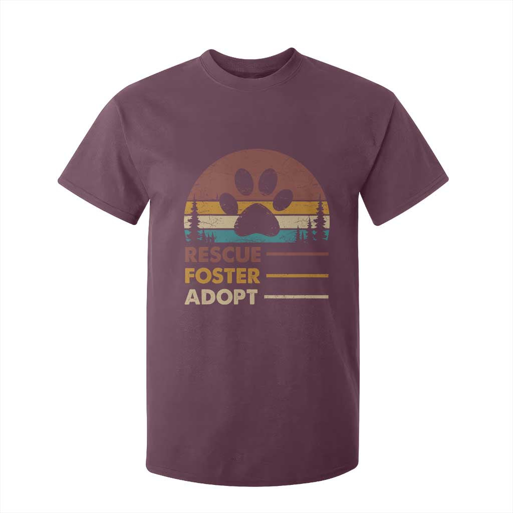 Rescue Dog T Shirt For Kid Retro Adopt Rescue Foster Animal Shelter Volunteer TS10 Maroon Print Your Wear