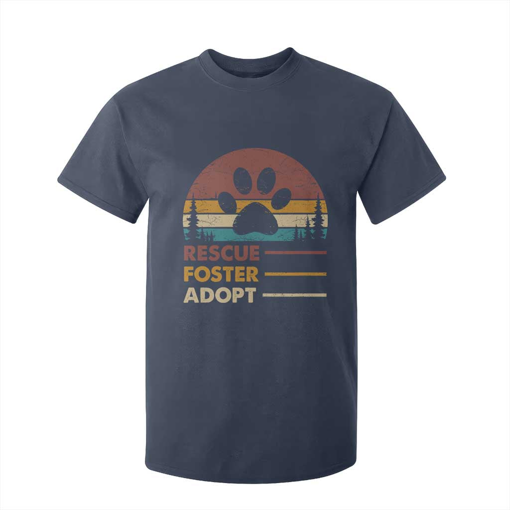 Rescue Dog T Shirt For Kid Retro Adopt Rescue Foster Animal Shelter Volunteer TS10 Navy Print Your Wear