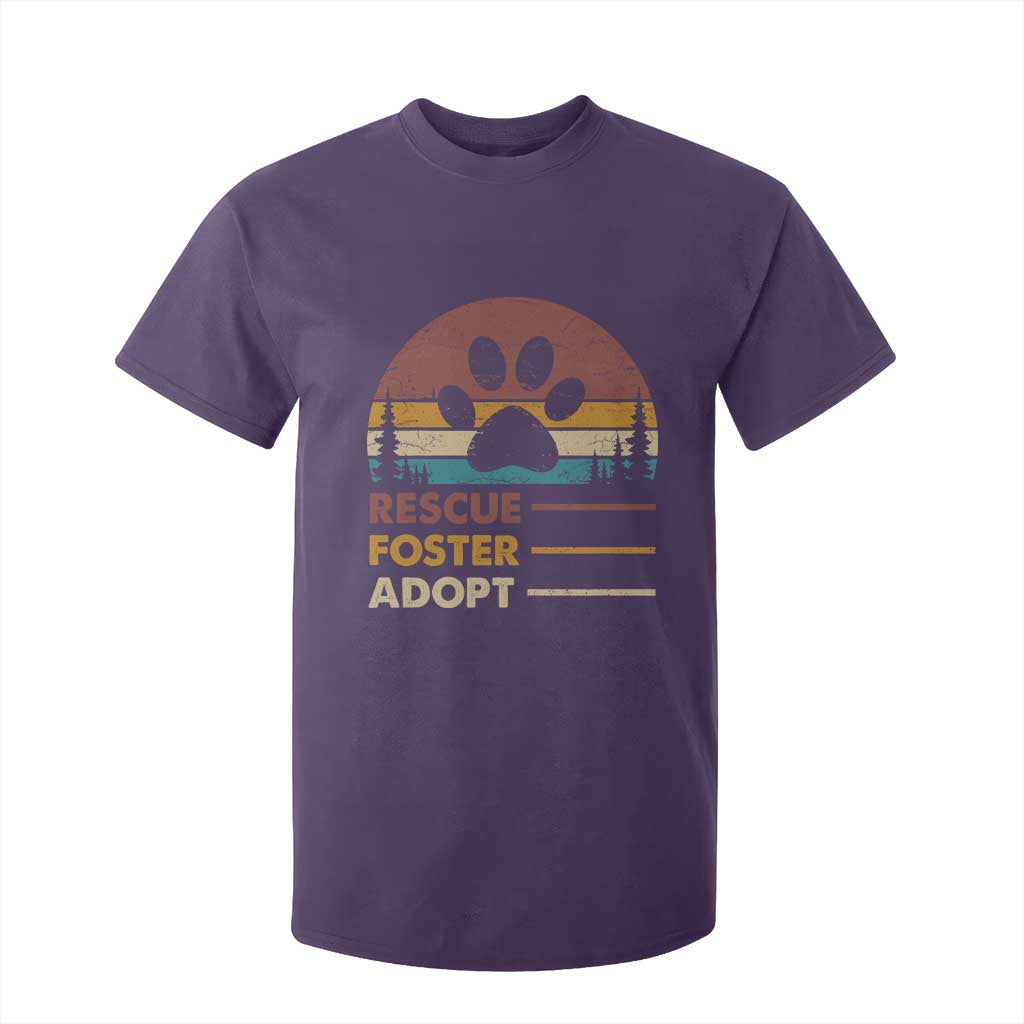 Rescue Dog T Shirt For Kid Retro Adopt Rescue Foster Animal Shelter Volunteer TS10 Purple Print Your Wear