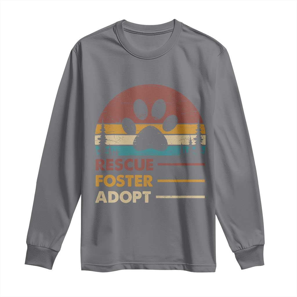 Rescue Dog Long Sleeve Shirt Retro Adopt Rescue Foster Animal Shelter Volunteer TS10 Charcoal Print Your Wear