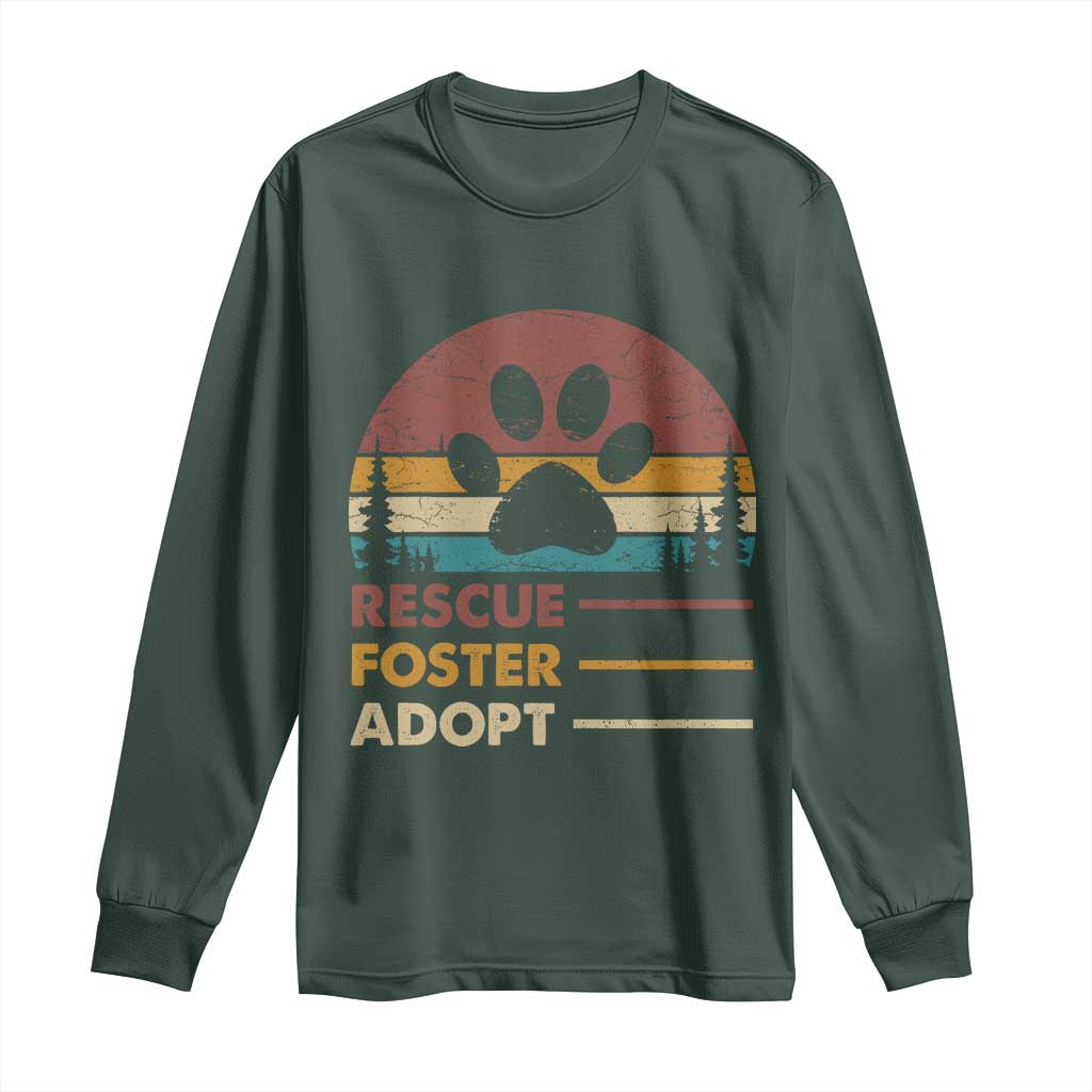 Rescue Dog Long Sleeve Shirt Retro Adopt Rescue Foster Animal Shelter Volunteer TS10 Dark Forest Green Print Your Wear
