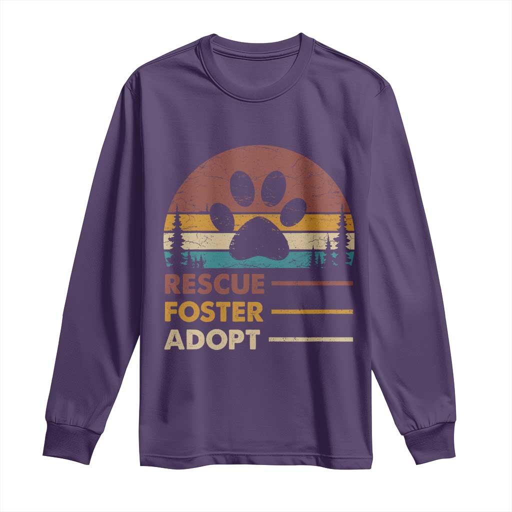 Rescue Dog Long Sleeve Shirt Retro Adopt Rescue Foster Animal Shelter Volunteer TS10 Purple Print Your Wear