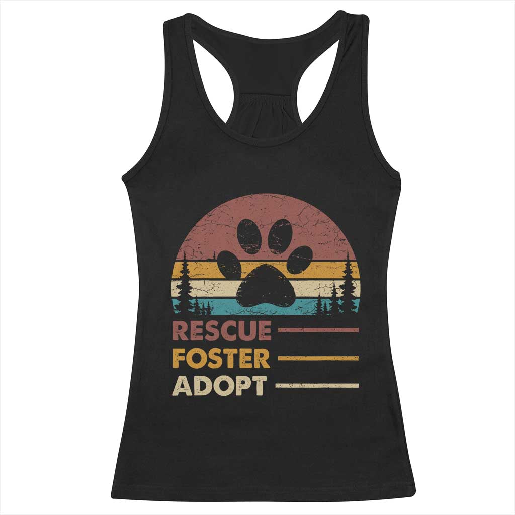 Rescue Dog Racerback Tank Top Retro Adopt Rescue Foster Animal Shelter Volunteer TS10 Black Print Your Wear