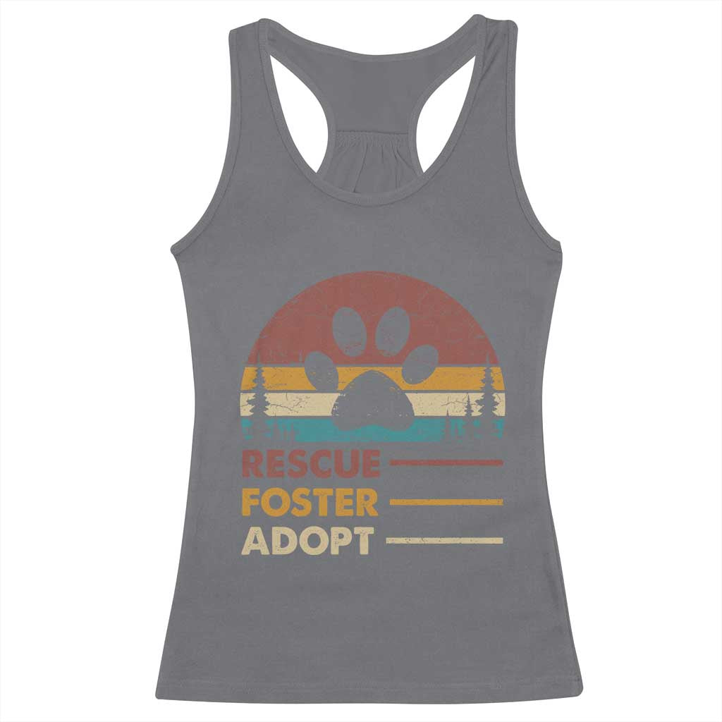 Rescue Dog Racerback Tank Top Retro Adopt Rescue Foster Animal Shelter Volunteer TS10 Charcoal Print Your Wear