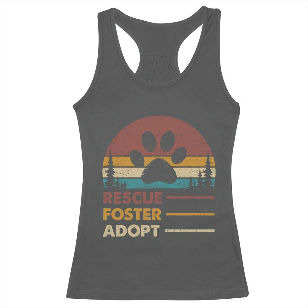 Rescue Dog Racerback Tank Top Retro Adopt Rescue Foster Animal Shelter Volunteer TS10 Dark Heather Print Your Wear