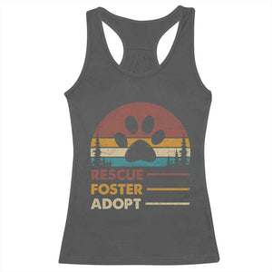 Rescue Dog Racerback Tank Top Retro Adopt Rescue Foster Animal Shelter Volunteer TS10 Dark Heather Print Your Wear