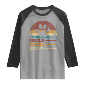 Rescue Dog Raglan Shirt Retro Adopt Rescue Foster Animal Shelter Volunteer TS10 Sport Gray Black Print Your Wear